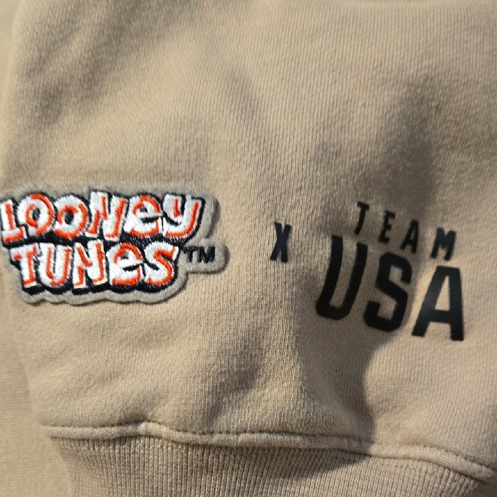 Looney Tunes X TEAM USA Olympic Beige Hoodie with USA Olympic Patch - Picture 4 of 6